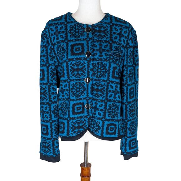 Leslie Fay Jackets & Blazers - Vintage Leslie Fay Lady Jacket Blazer Button Up Crop Teal Black USA Size 18